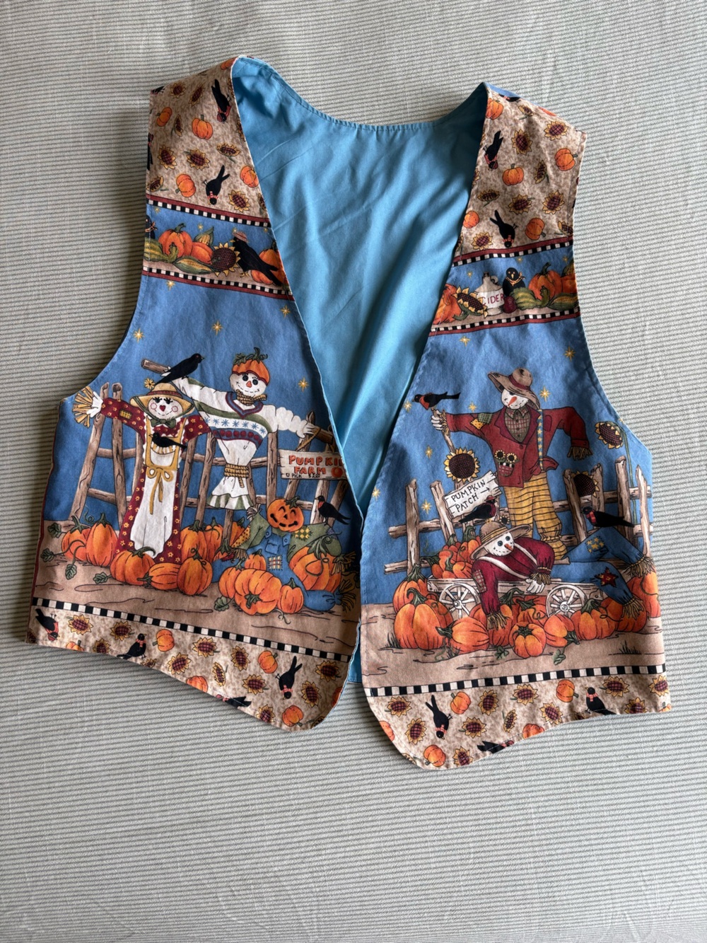 Handmade Pumpkin Patch Scarecrows Black Crow Fall Halloween Vest Light Weight